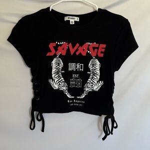 Black Savage Crop Top. Size 6